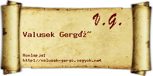 Valusek Gergő névjegykártya
